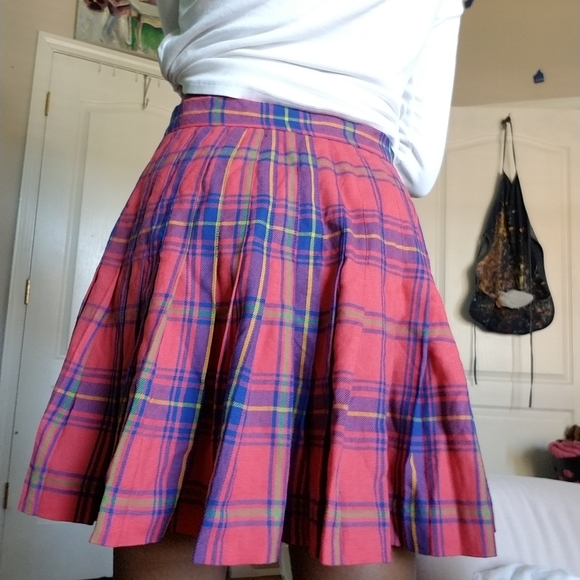 Colorful plaid double buckle wool skirt - Picture 5 of 6